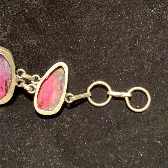 Sterling Silver handmade bracelet w/laced agate - Picture 5 of 8